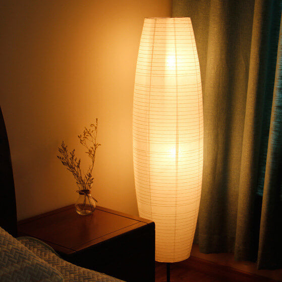 Dual-Socket Upright Lamp with Rice Paper Diffuser 54-Inch Tall White or Black for Bedside & Lounge | Thomler