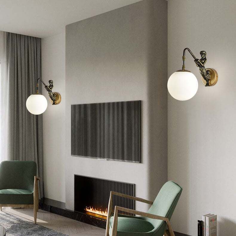 Wandleuchte, fest verdrahtet, E26-Fassung, Metall- und Glasschirm, für Schlafzimmer, Wohnzimmer, Flur, Akzentbeleuchtung, moderne Inneneinrichtung, wandmontiert, 25,4 cm | Thomler
