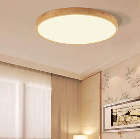 Round Wood Overhead Light Fixture with Adjustable Temperature Settings 12-24 Inch Low Profile for Bedroom Living Room Kitchen Dining Area Co | Thomler