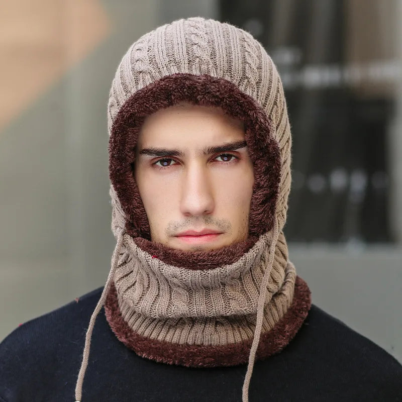 Fleece-Lined Hooded Scarf Combo for Cold Weather – Unisex Neck & Face Covering