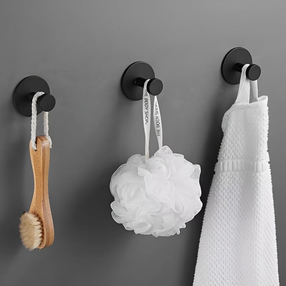 Adhesive Hooks for Bathroom Kitchen Towel Storage No-Drill Stainless Steel Robe Hanger Organizer Set Load Capacity 15 lbs Removable Wall Mou | Thomler