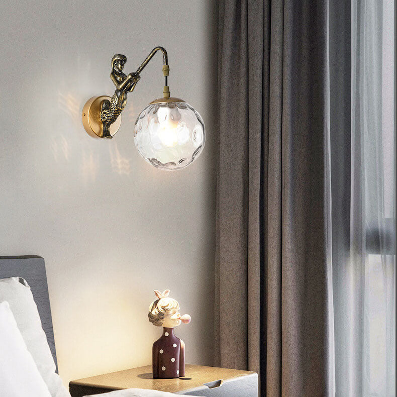 Wandleuchte, fest verdrahtet, E26-Fassung, Metall- und Glasschirm, für Schlafzimmer, Wohnzimmer, Flur, Akzentbeleuchtung, moderne Inneneinrichtung, wandmontiert, 25,4 cm | Thomler