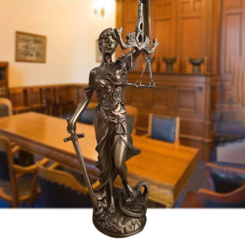 Lady-Justitia-Figur aus Kunstharz, 30 cm, bronzefarbene Statue für Büro, Schreibtisch, Bibliothek, Arbeitszimmer, Anwaltskanzlei, Dekoration, Rechtssymbol, Skulptur, Bücherregal-Ornament | Thomler