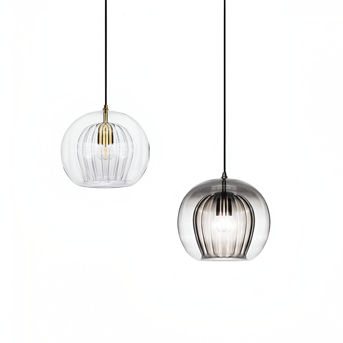 Spherical Glass Hanging Light with Adjustable Height for Kitchen Island, Dining Table, Bedroom | E27 Socket | Modern Orb Fixture for Home an | Thomler