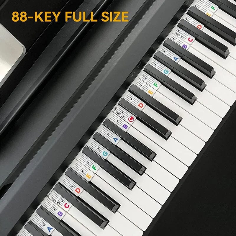 Abnehmbare Silikon-Klaviertastatur-Aufkleber für 88-Tasten-Keyboards | Lernhilfe für Anfänger mit Notensystem | Schnell installierbare Lernhilfe für Flügel und Klaviere