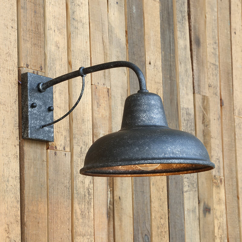 Iron Exterior Sconce 10×9×16 in Black Industrial Hardwired E26 Socket for Garden Fence Entryway Pathway Home Porch Deck Ambient Outdoor Ligh | Thomler