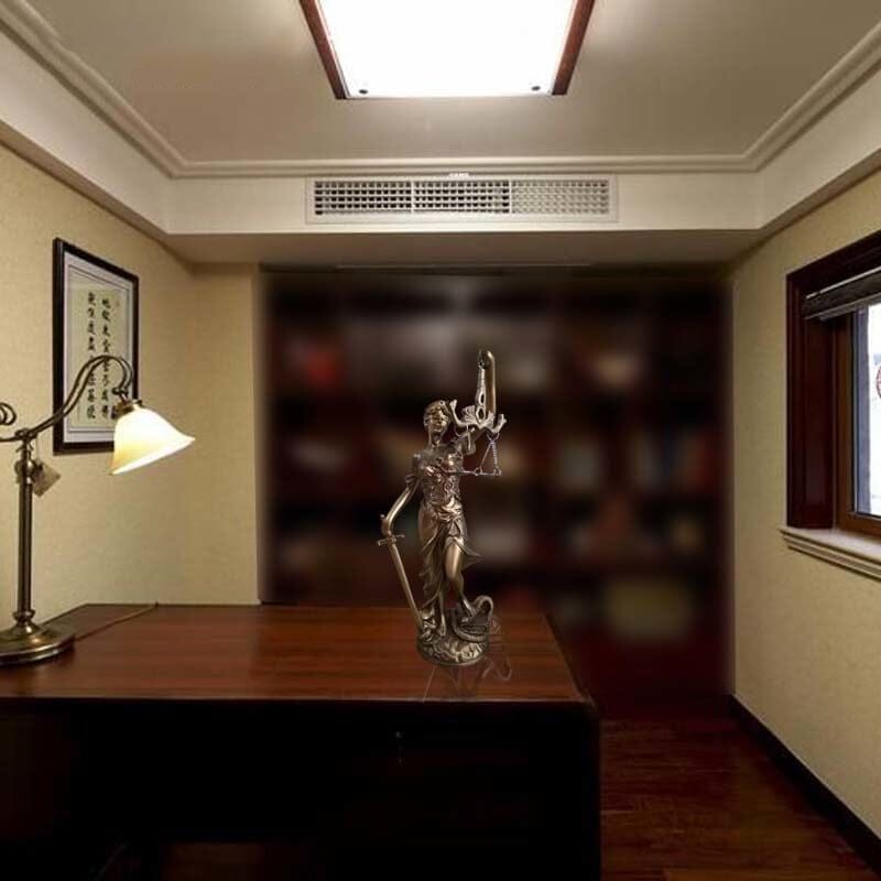 Lady-Justitia-Figur aus Kunstharz, 30 cm, bronzefarbene Statue für Büro, Schreibtisch, Bibliothek, Arbeitszimmer, Anwaltskanzlei, Dekoration, Rechtssymbol, Skulptur, Bücherregal-Ornament | Thomler