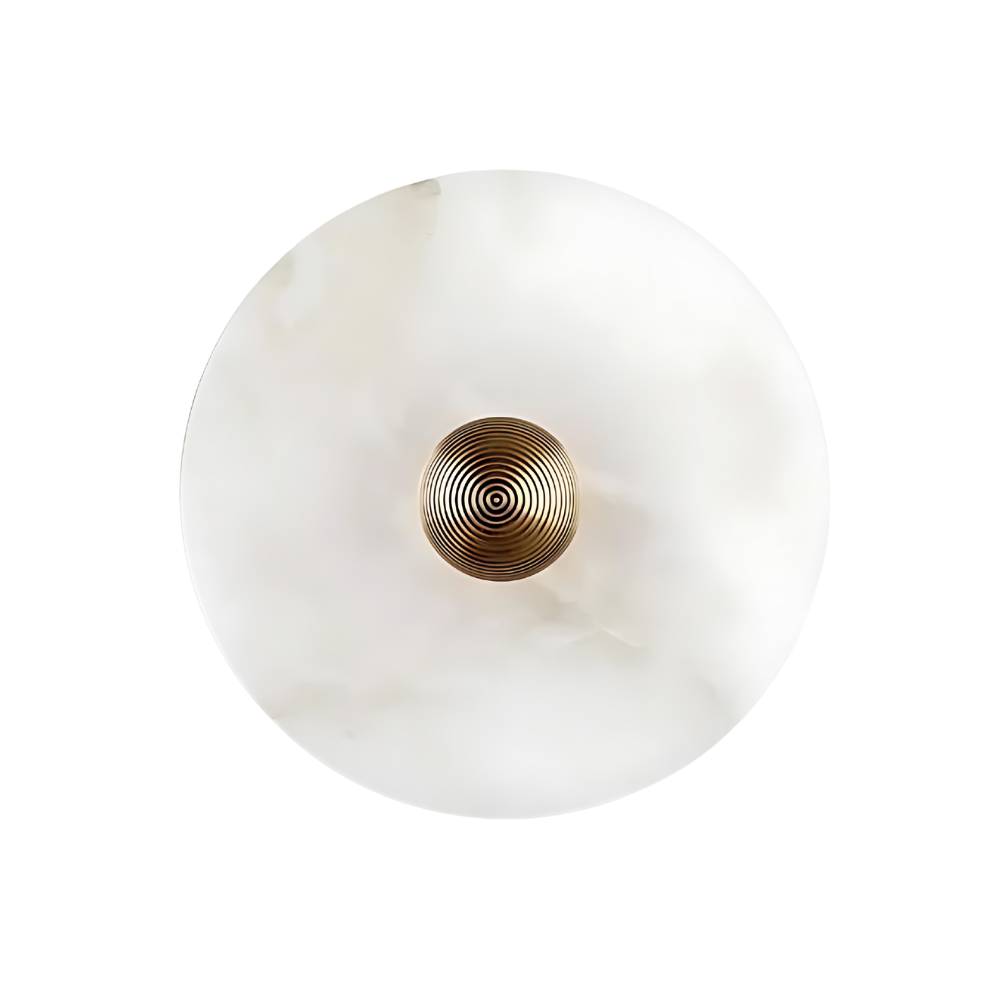 Round Stone Sconce with Built-In LED – Natural Veined Finish for Bedroom, Hallway & Living Room – 6 to 12 Inch Sizes – Minimalist Aluminum M | Thomler