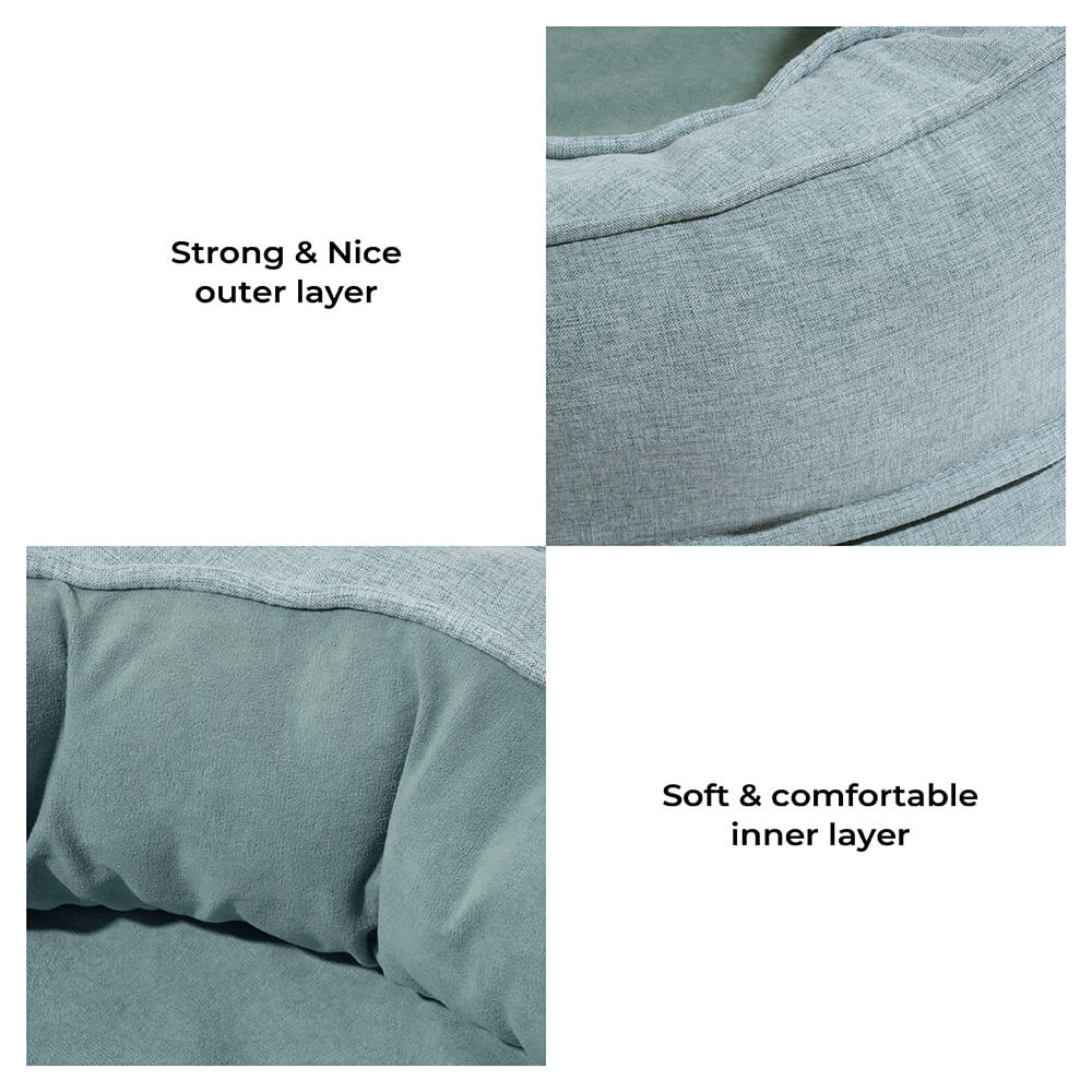 Round Bolster Pet Bed with Orthopedic Foam Support for Dogs | Raised Edge Calming Bed with Machine Washable Cover & Waterproof Liner