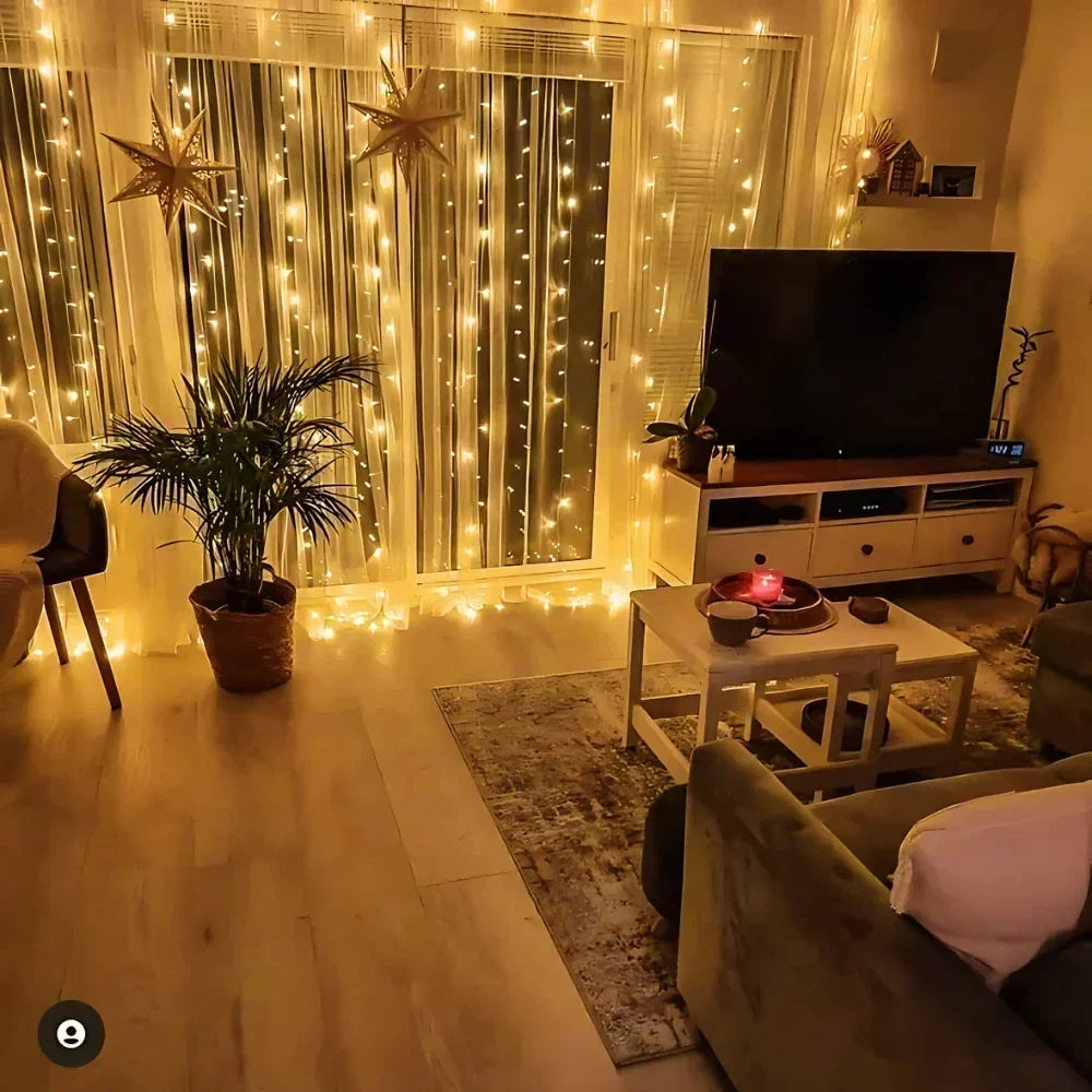 LED-Vorhang-Lichterkette Warmweiß USB-betrieben mit Fernbedienung 8 Modi für Innen- und Außenbereich Terrasse Schlafzimmer Hochzeit Party Dekorative Wasserdicht