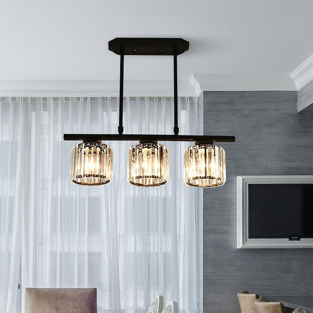 Hanglamp met heldere glazen bollen – Pendelarmatuur met 3 of 4 lichtpunten – In hoogte verstelbaar 35-70 cm – Zwart of goudkleurig metalen frame voor keuken | Thomler