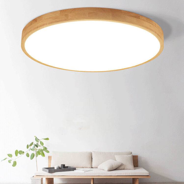 Round Wood Overhead Light Fixture with Adjustable Temperature Settings 12-24 Inch Low Profile for Bedroom Living Room Kitchen Dining Area Co | Thomler