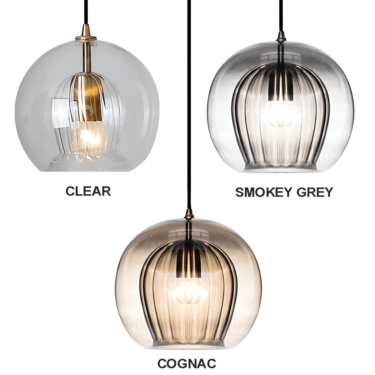 Spherical Glass Hanging Light with Adjustable Height for Kitchen Island, Dining Table, Bedroom | E27 Socket | Modern Orb Fixture for Home an | Thomler