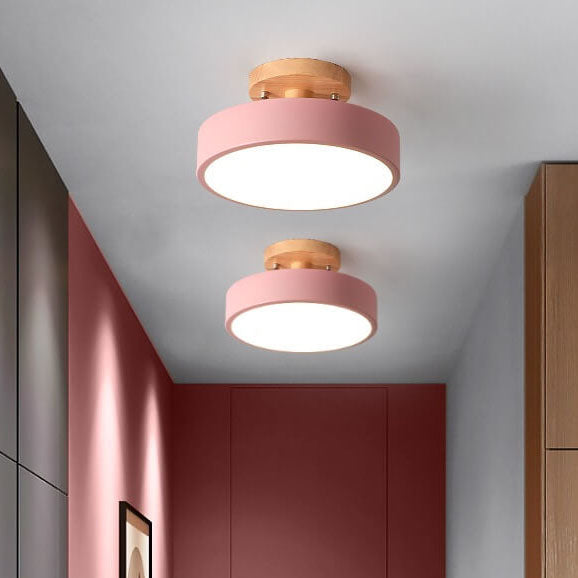 LED Semi-Flush Ceiling Light 12 in Wood & Acrylic Low-Profile Fixture for Bedroom Hallway Living Room Modern Home Lighting 3-Color Temperatu | Thomler