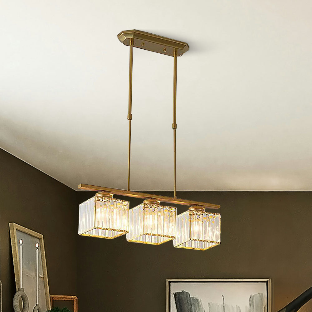 Hanglamp met heldere glazen bollen – Pendelarmatuur met 3 of 4 lichtpunten – In hoogte verstelbaar 35-70 cm – Zwart of goudkleurig metalen frame voor keuken | Thomler