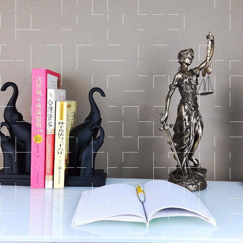 Lady-Justitia-Figur aus Kunstharz, 30 cm, bronzefarbene Statue für Büro, Schreibtisch, Bibliothek, Arbeitszimmer, Anwaltskanzlei, Dekoration, Rechtssymbol, Skulptur, Bücherregal-Ornament | Thomler
