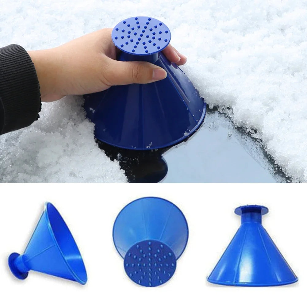 Conical Windshield Ice Scraper for Cars – 360° Clearing Tool with Ice Breaker Tip