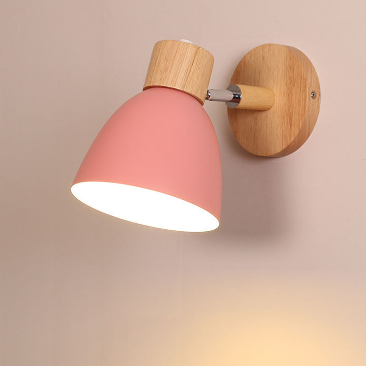 Hardwired Wall Sconce with Iron & Wood Accents – Compact Bedside Reading Fixture, E26 Socket, 40W Max – Modern Lighting for Bedroom, Study & | Thomler