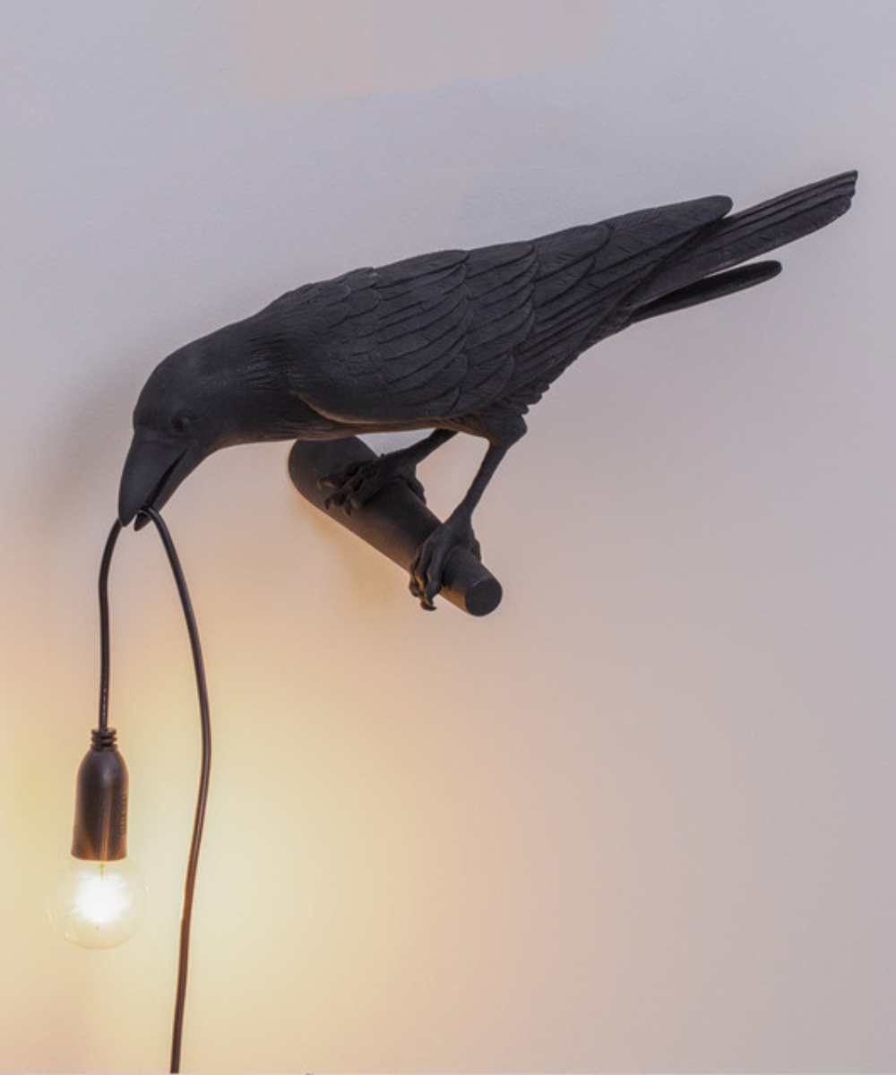 Raven Tafellamp met Lamp in de Snavel – Sculpturale Vogel Sfeerverlichting voor Woonkamer, Slaapkamer & Kantoordecoratie | Thomler
