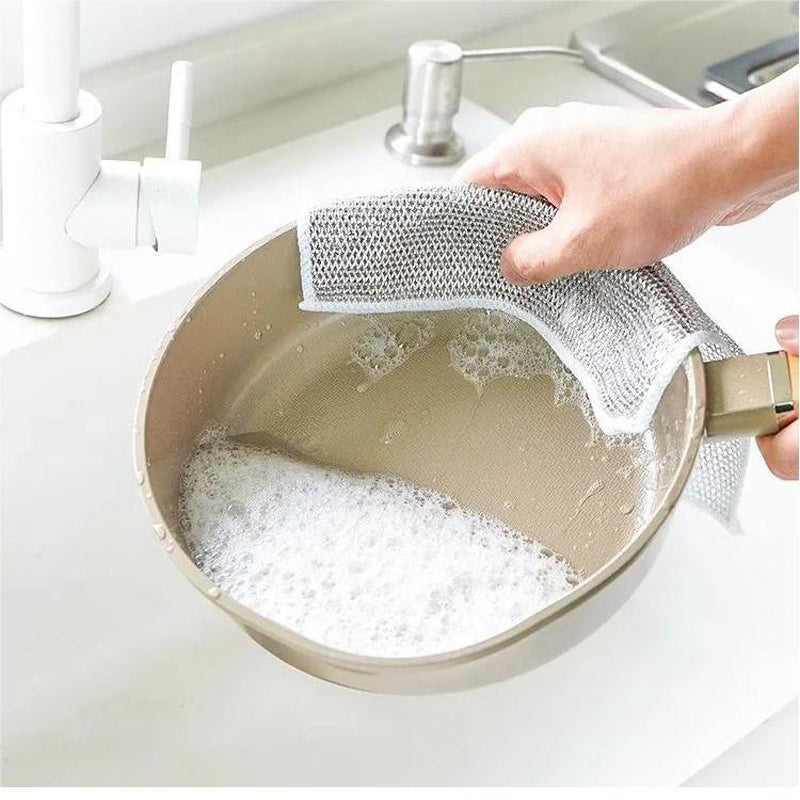 Estropajos de acero inoxidable para sartenes de hierro fundido, planchas, hornos y utensilios de cocina, malla de alambre reutilizable antiarañazos de 8 × 8 pulgadas para el hogar y restaurantes | Thomler
