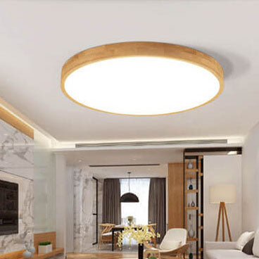 Round Wood Overhead Light Fixture with Adjustable Temperature Settings 12-24 Inch Low Profile for Bedroom Living Room Kitchen Dining Area Co | Thomler