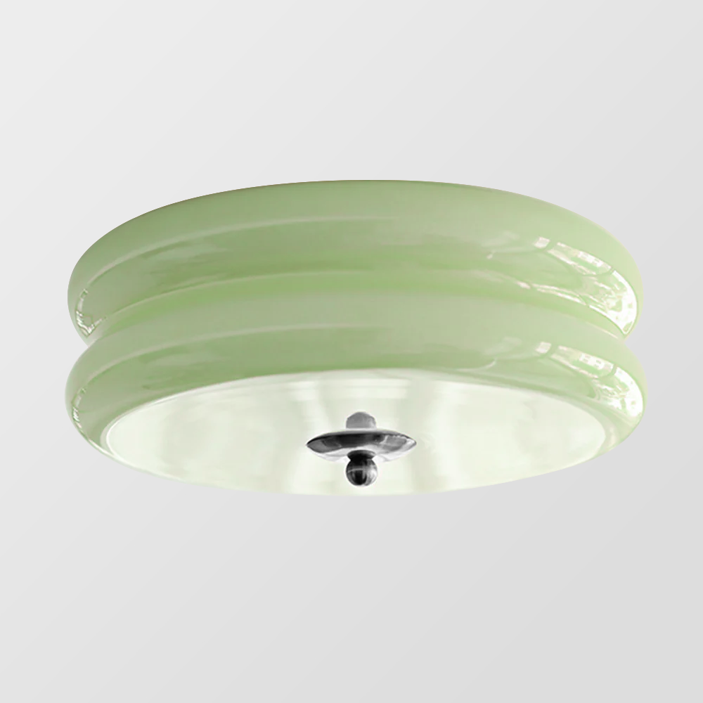 Round Flush Mount LED Fixture with 3 Color Temperatures Glass Metal 5 in Height for Bedroom Dining Room Kitchen Adjustable Kelvin Switch Mod | Thomler
