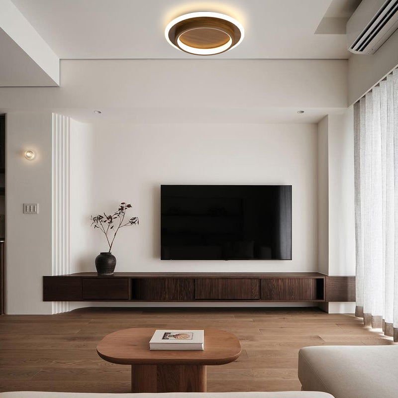 9.4 in Round LED Flush Mount Light with Ring Glow Effect for Hallways Bedrooms Entryways Modern Low-Profile Fixture Aluminum Acrylic | Thomler