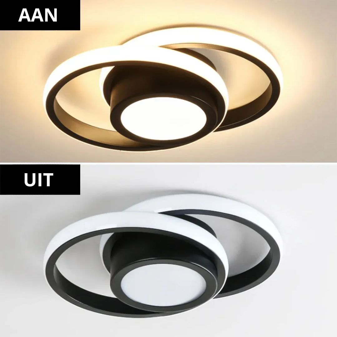 Double Ring LED Flush Mount Light Black Contemporary Overhead Fixture for Entryway Foyer Apartment Passageway Interior Decor | Thomler