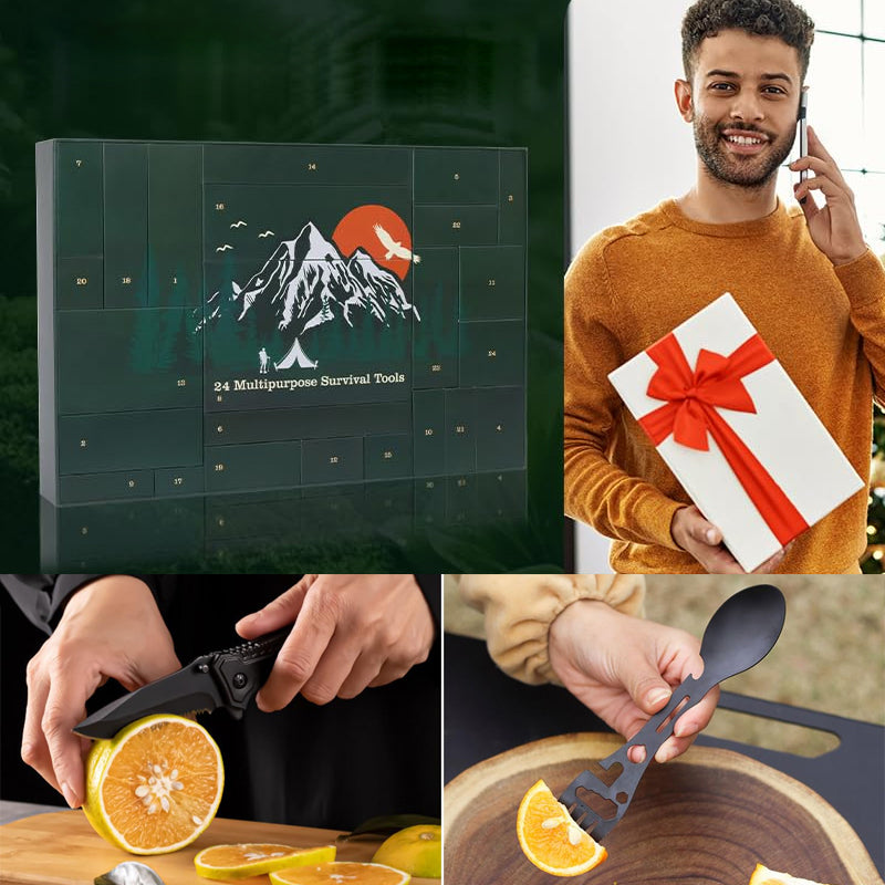 Outdoor Survival Gear Advent Calendar for Men – 24 Days of Adventure Tools for Camping Hiking Wilderness Exploration | Thomler