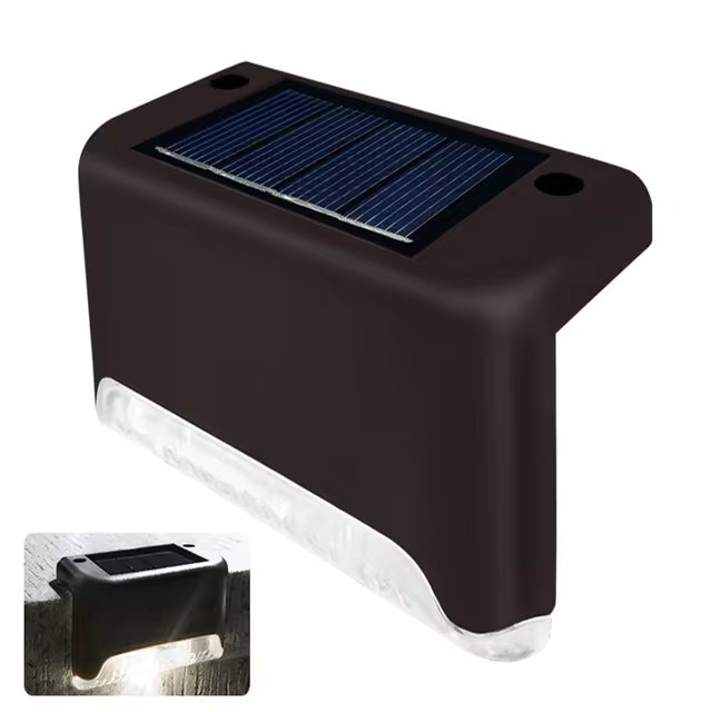 Solar terrasverlichting voor buiten, waterdichte led-trapverlichting voor terras, trap, schutting, pad en tuin, draadloze wandmontage, warm licht, 5-pack