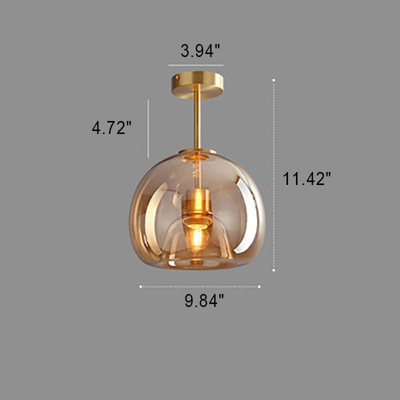 Ceiling Light Fixture Iron & Glass 10×11 inch Smoky Shade for Bedroom Hallway Living Room Modern Semi-Flush Design Hardwired E26 Base | Thomler