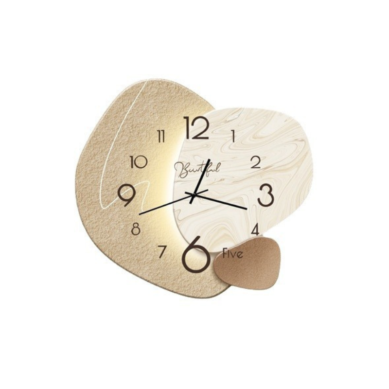 Quiet Movement 16-Inch Round Timepiece Beige Minimalist Design for Bedroom Living Room Home Office Decor Modern Japandi Style | Thomler