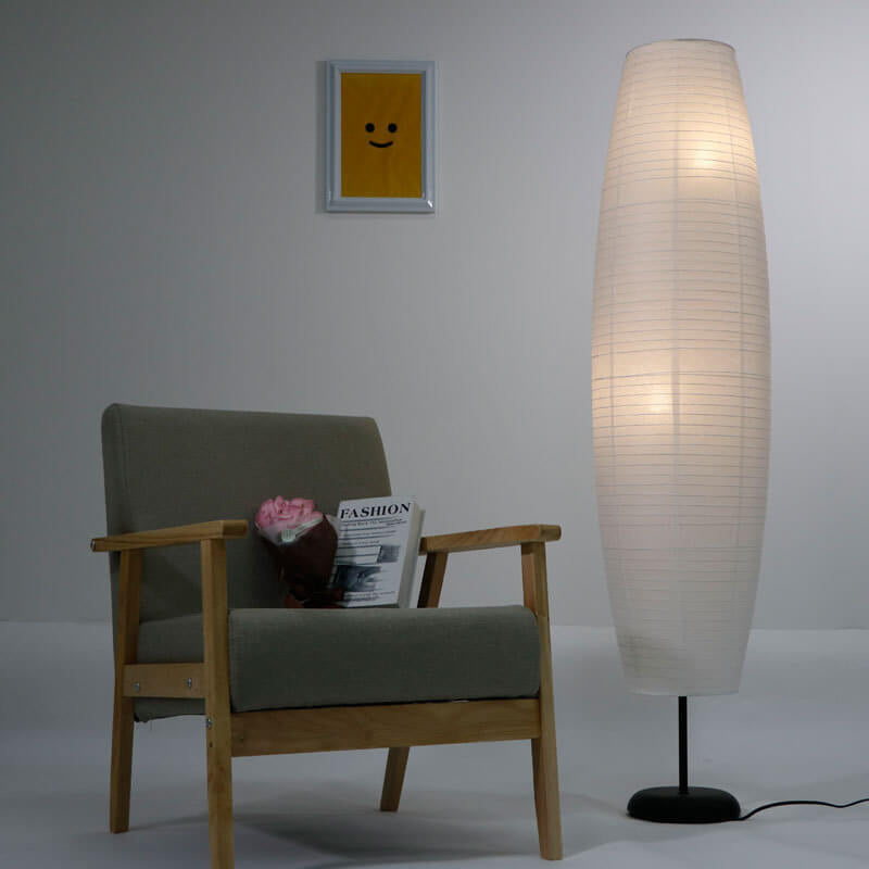 Dual-Socket Upright Lamp with Rice Paper Diffuser 54-Inch Tall White or Black for Bedside & Lounge | Thomler
