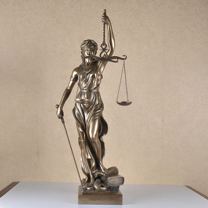 Lady-Justitia-Figur aus Kunstharz, 30 cm, bronzefarbene Statue für Büro, Schreibtisch, Bibliothek, Arbeitszimmer, Anwaltskanzlei, Dekoration, Rechtssymbol, Skulptur, Bücherregal-Ornament | Thomler