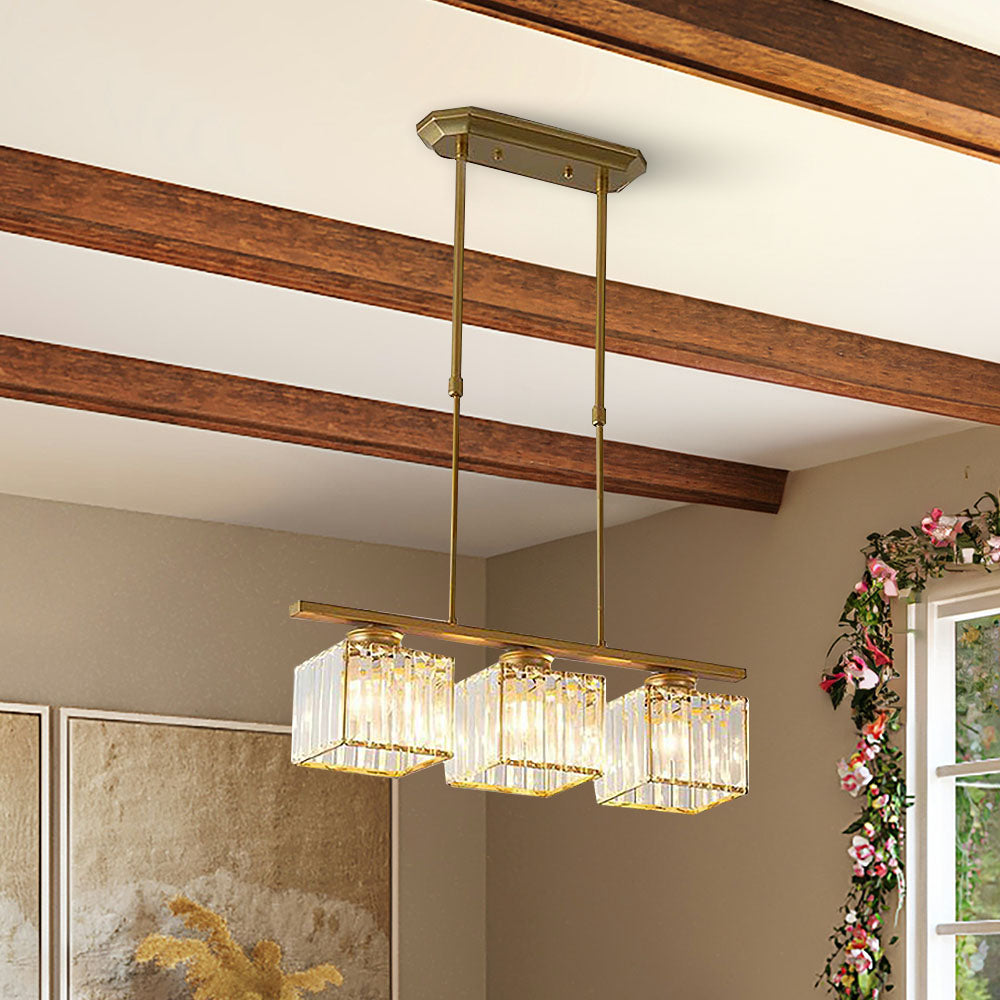 Hanglamp met heldere glazen bollen – Pendelarmatuur met 3 of 4 lichtpunten – In hoogte verstelbaar 35-70 cm – Zwart of goudkleurig metalen frame voor keuken | Thomler