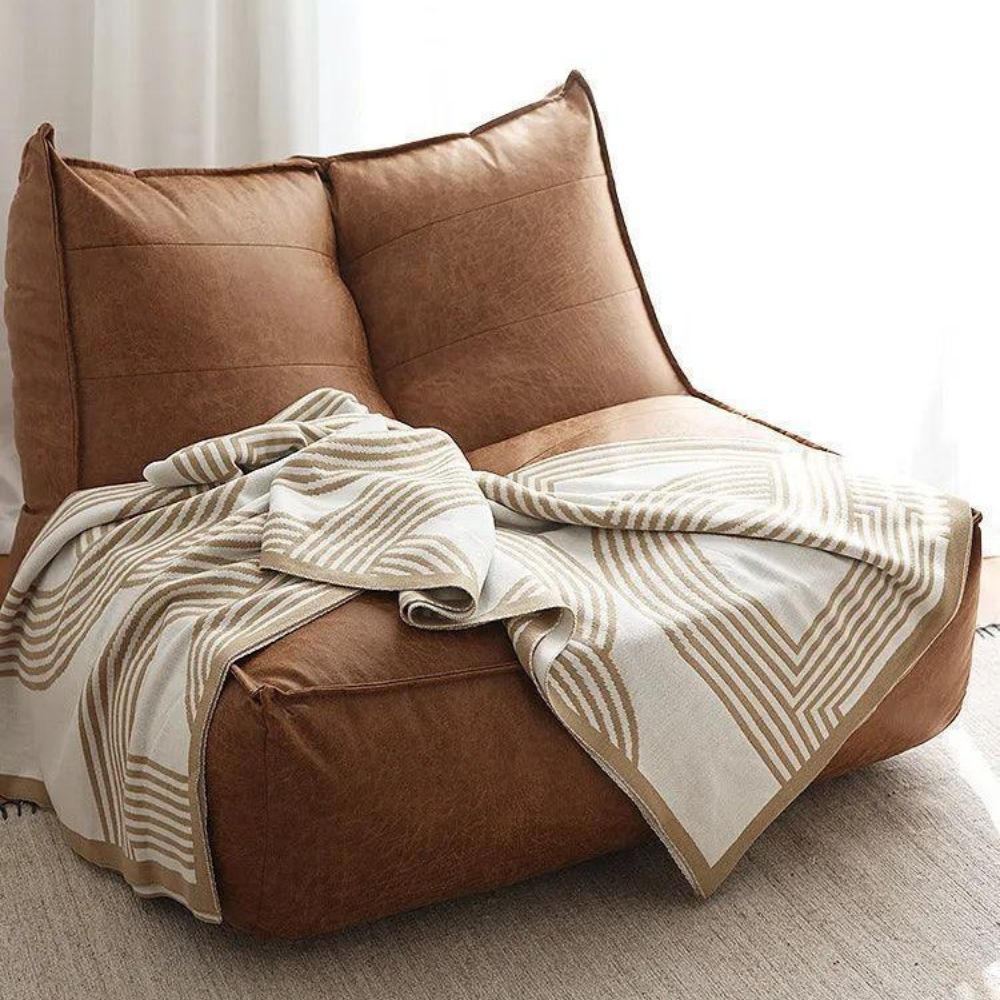 Reversible Geometric Knit Throw Blanket – Lightweight Microfiber for Couch, Bed & Decor