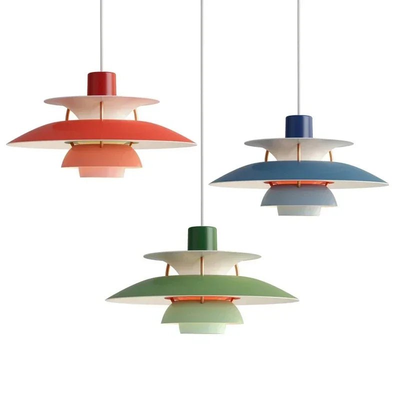 Layered Metal Pendant Light E27 Socket Minimalist Hanging Fixture for Kitchen Island Dining Table Nordic Style Ambient Ceiling Lamp Green Gr | Thomler