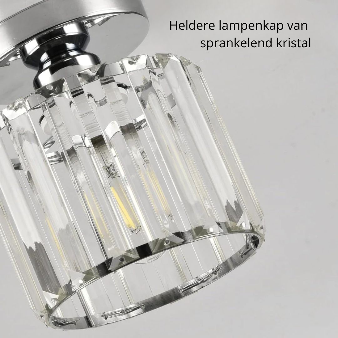 Cube Crystal Flush Mount Ceiling Light with Brass Frame 10 Inch for Bedroom Hallway Entryway Living Room Office Modern Home Lighting Fixture | Thomler