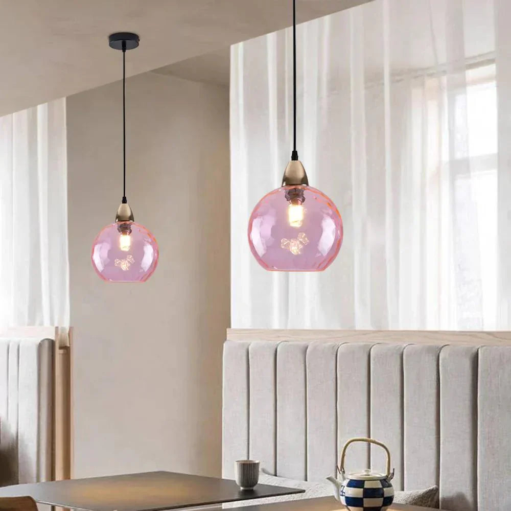 Getextureerde glazen hanglamp 7,9 inch, verlichting voor kookeiland in de eetkamer, in hoogte verstelbare moderne bolvormige pendellamp, minimalistische plafondlamp voor K | Thomler
