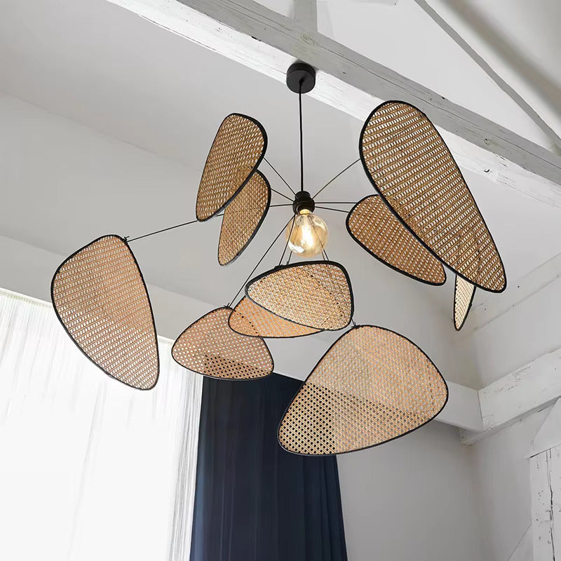 Gewebte Rattan-Hängelampe 120 cm ovale Naturfaser-Deckenleuchte E27-Fassung verstellbares Kabel Esszimmer Schlafzimmer Boho Skandinavisch Japandi | Thomler