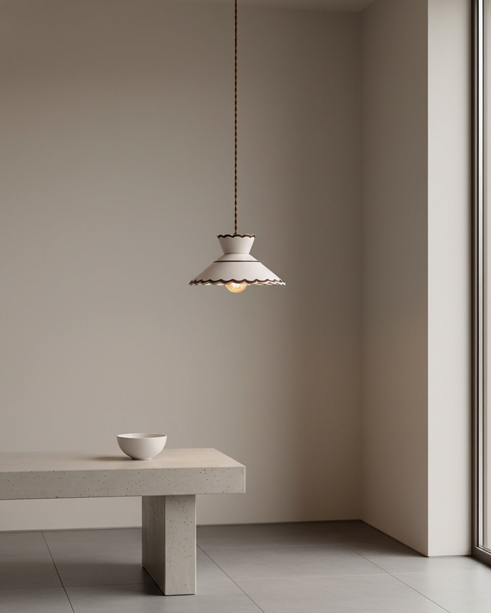 Handcrafted Ceramic Hanging Light with Floral Design 9.6 Inch Diameter Overhead Fixture Adjustable Cord E26 Socket for Dining Area Kitchen C | Thomler