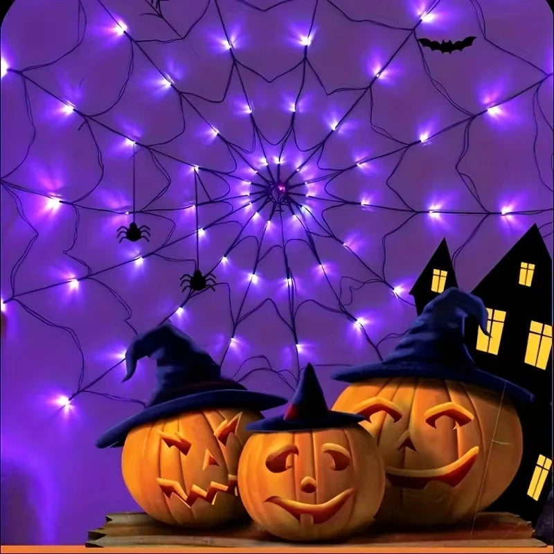 Halloween-Spinnennetz-Dekoration mit Beleuchtung