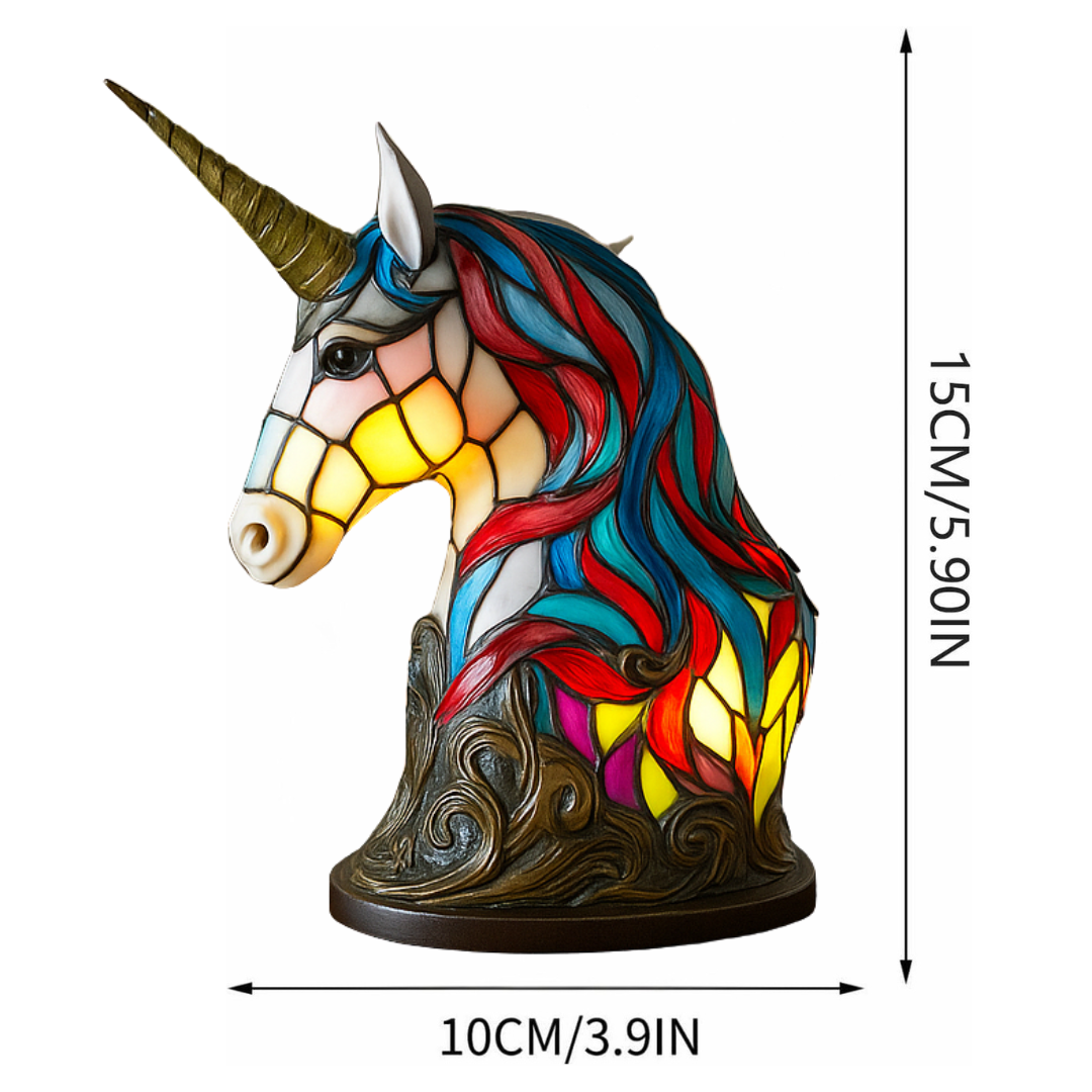 Lámpara de noche de unicornio hecha a mano con luz cálida para habitaciones infantiles, guarderías y decoración de mesita de noche - Lámpara de escritorio de animal de fantasía caprichosa, regalo | Thomler