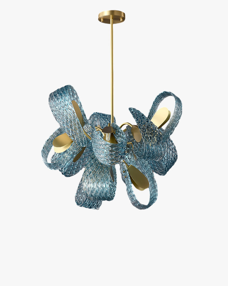 19-Light Glass Ceiling Fixture with Peacock Art Design for Dining Rooms & Large Spaces | Thomler