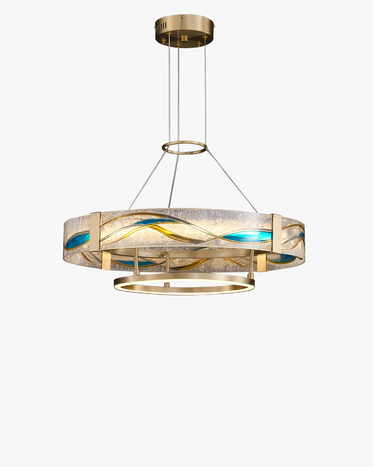 Messing glazen hanglamp dimbare led in hoogte verstelbare ronde plafondlamp voor eetkamer keukeneiland woonkamer moderne art-deco li | Thomler