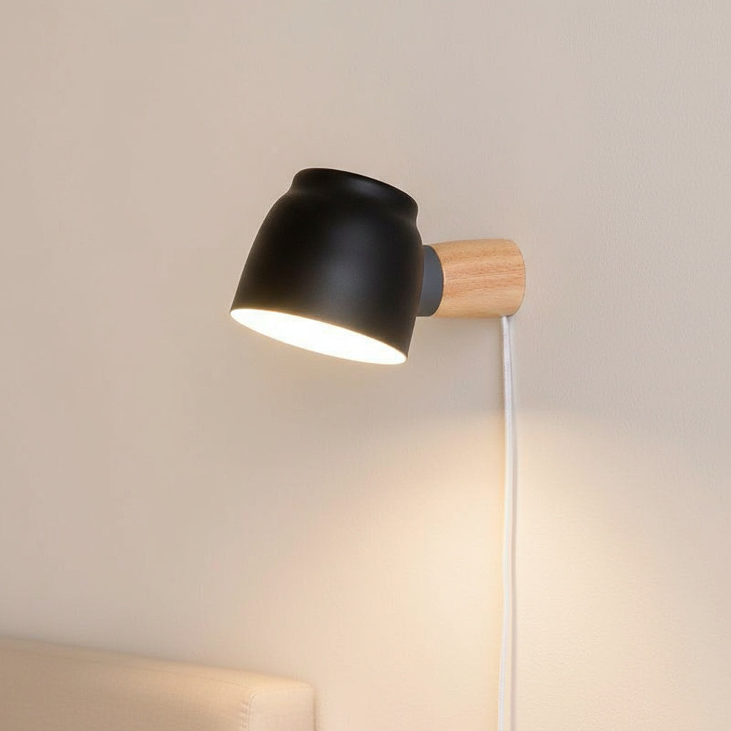 Wandlamp met snoer en stekker voor slaapkamer, woonkamer, hal | Moderne sfeerverlichting voor in huis | Eenvoudige installatie zonder bedrading | Thomler