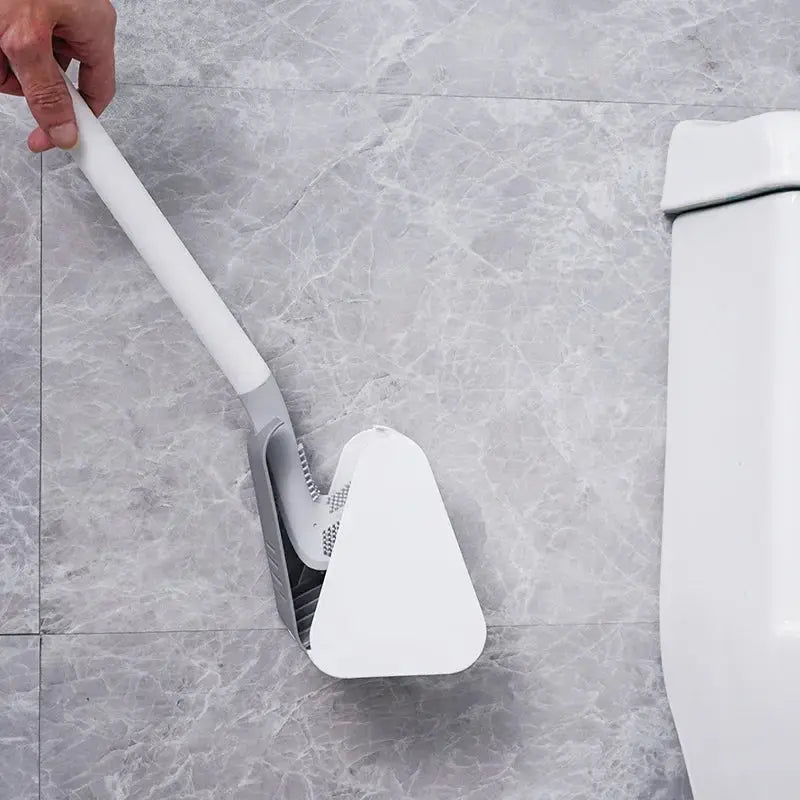 Silicone Toilet Brush with Quick-Dry Bristles for Hygienic Bathroom Cleaning, No-Drill Wall Mount Holder Included, Odor-Resistant Design for | Thomler