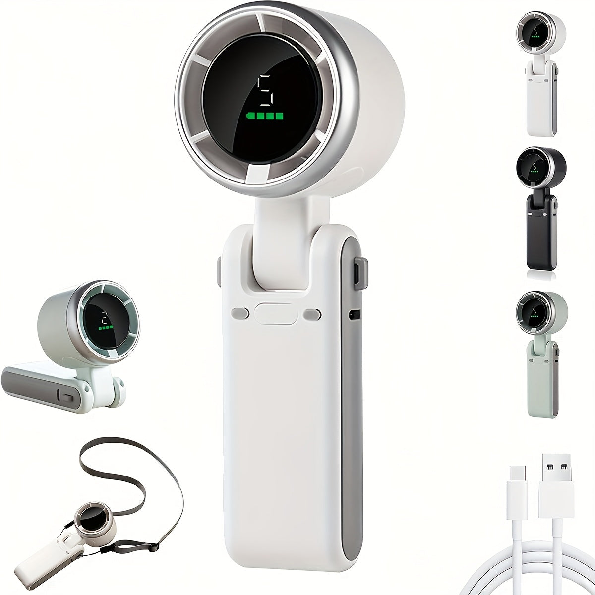 Tragbarer, wiederaufladbarer Handventilator – 5-stufiger USB-Tischventilator für Reisen und Outdoor-Aktivitäten