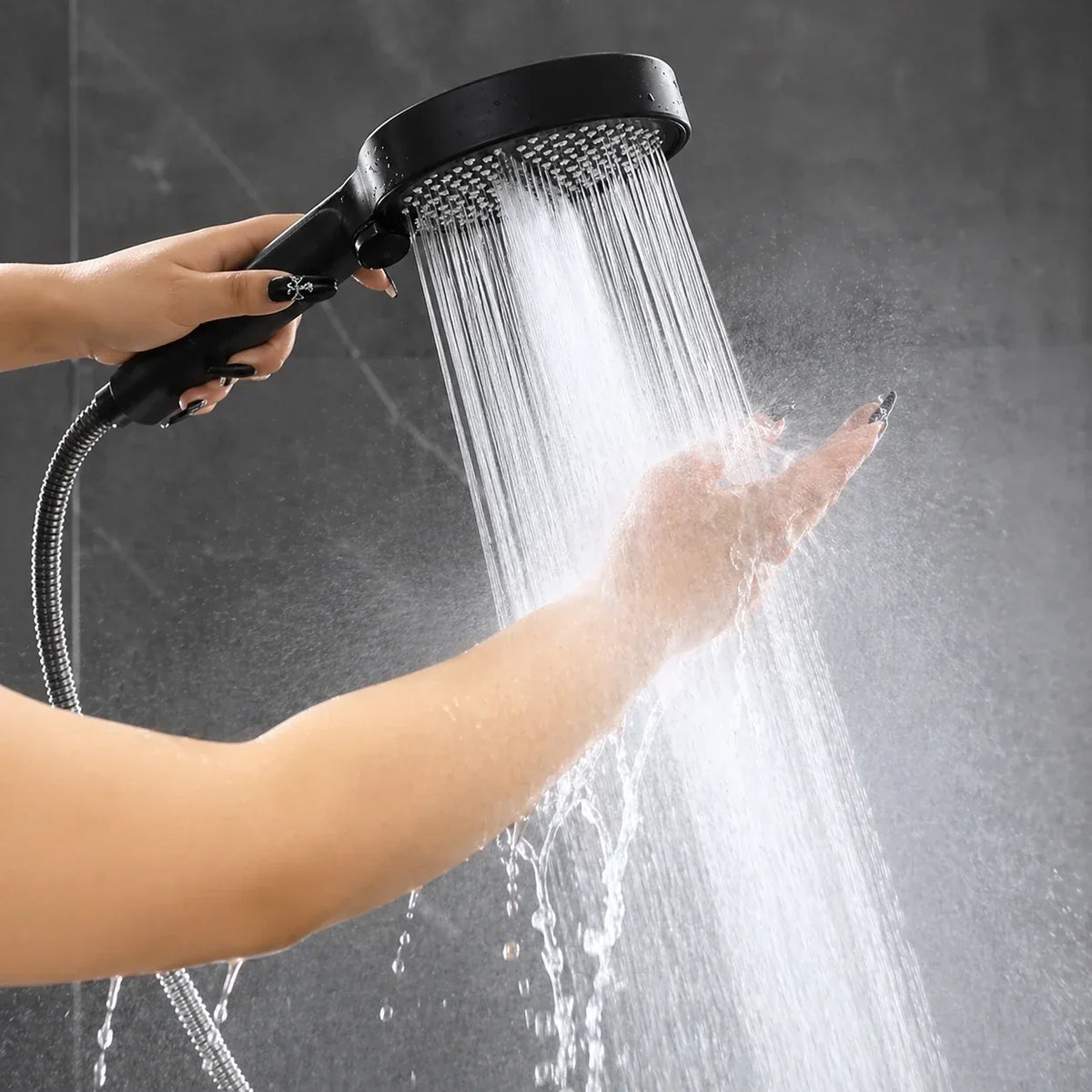Handdouche met zeven straalstanden voor badkamerupgrade & dagelijks gebruik | Instelbare waterstraal | Modern cilindrisch ontwerp voor thuis | Thomler
