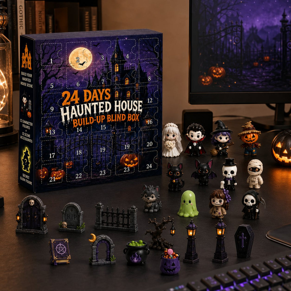 Colección de cuenta regresiva de misterio de Halloween de 24 días